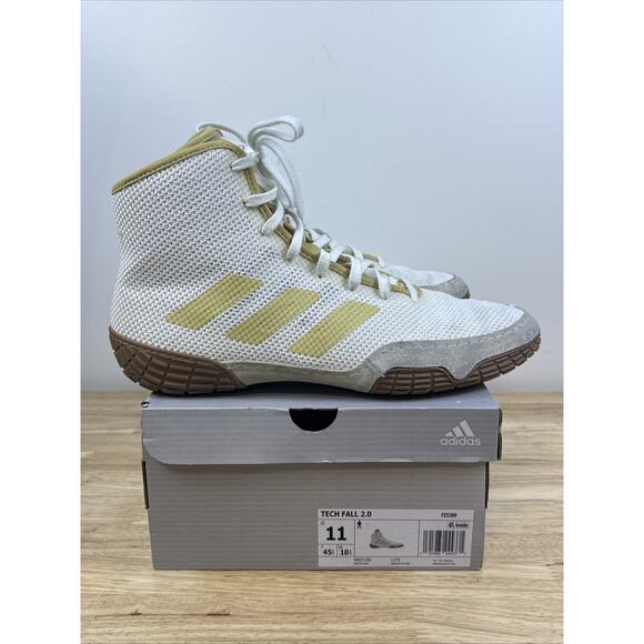 Adidas Tech Fall 2.0 Men\'s Wrestling Shoes White/Gold FZ5389 Men\'s Size 11 main image 10